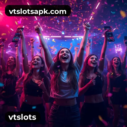 App vtslots para iOS e Android — interface mobile, login biométrico e PIX integrado